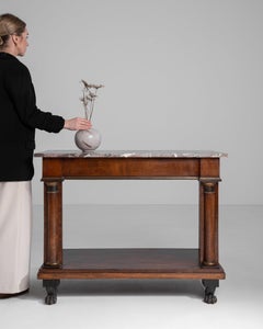 Circa 1830 Mahogany Wood Empire Console Table With Marble Top