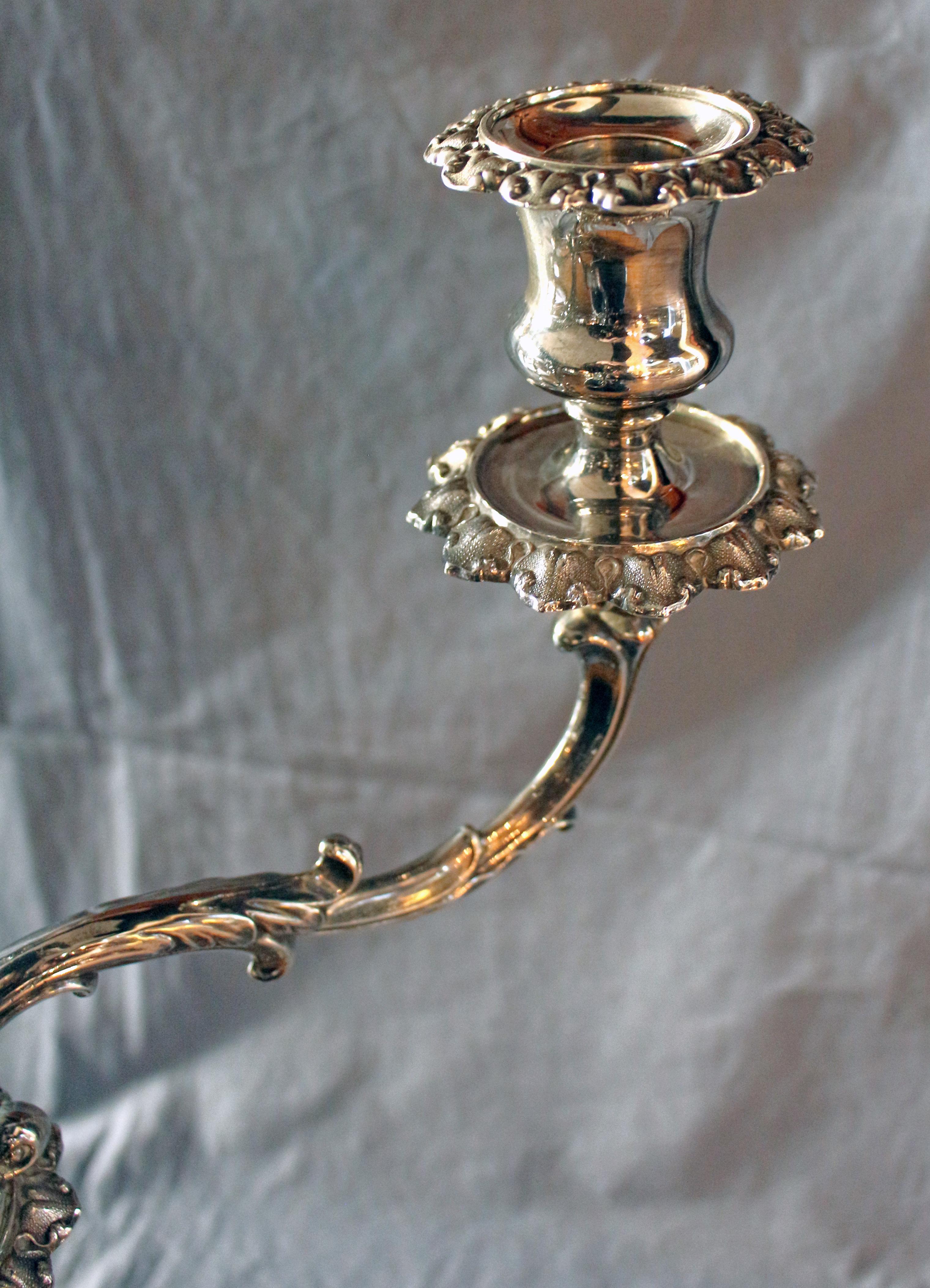 Circa 1830 Pair of Georgian Old Sheffield Plate Candelabras by Matthew Boulton 3