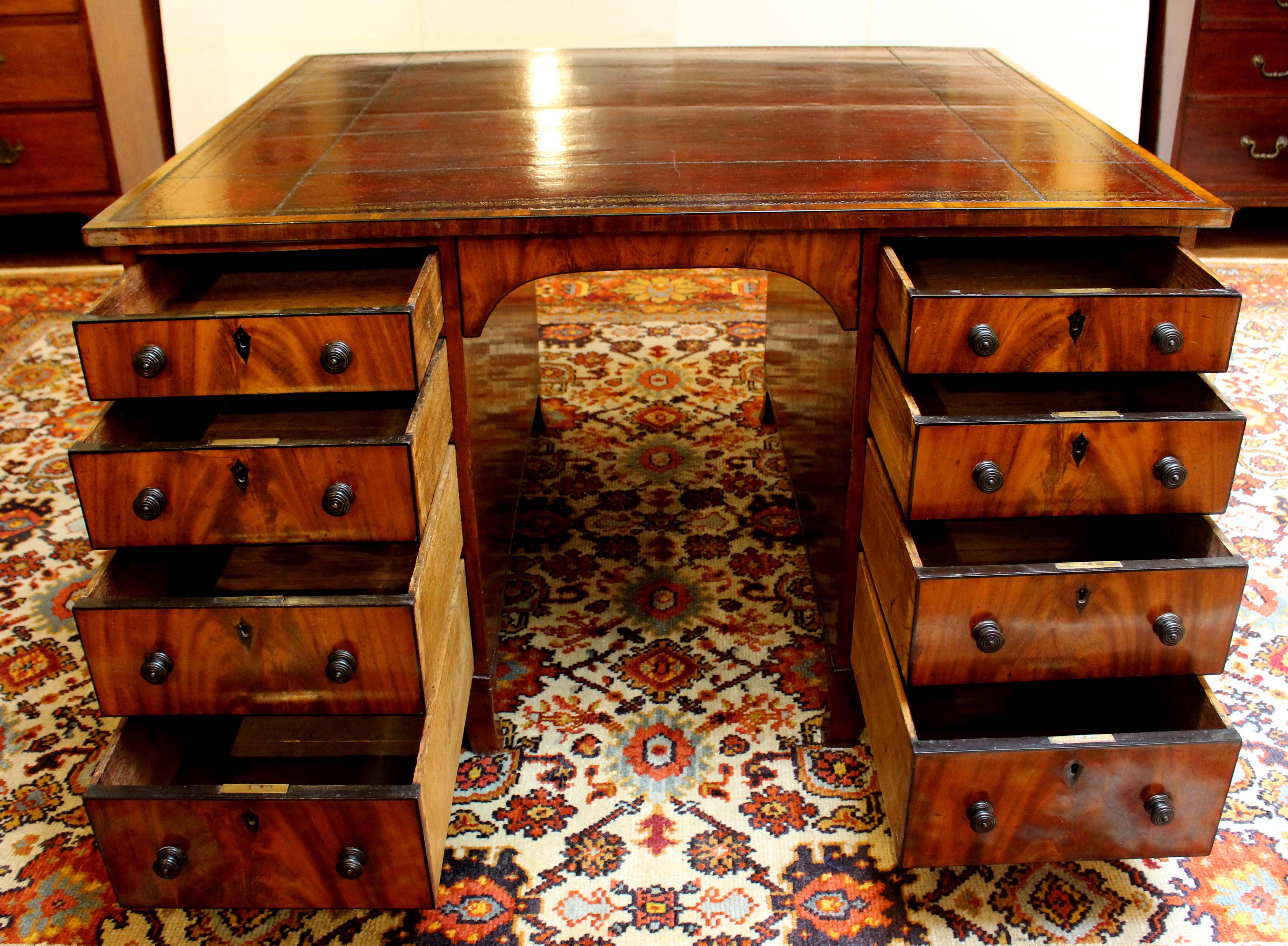 Circa 1830 Partner's Desk, English In Good Condition In Chapel Hill, NC