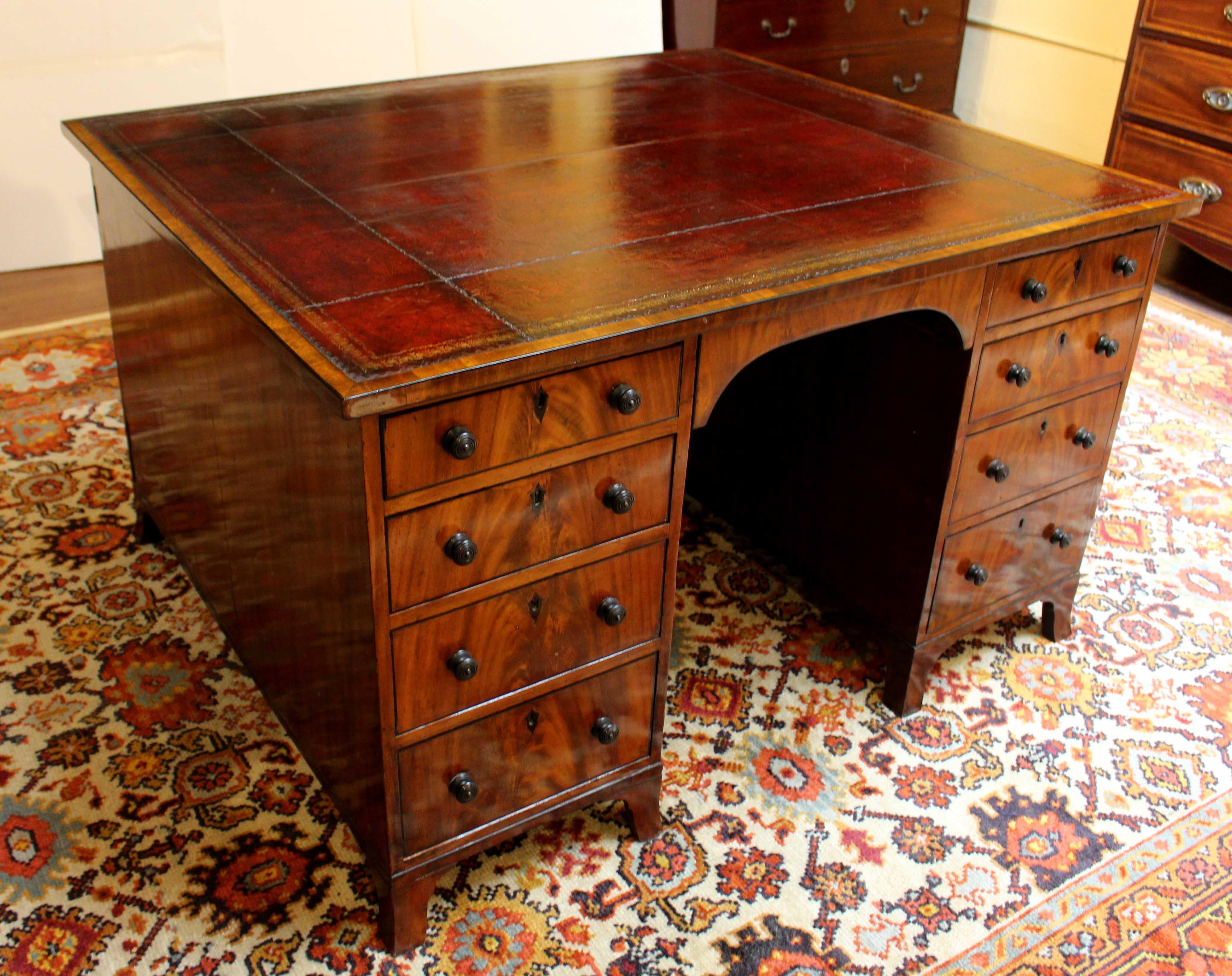 Leather Circa 1830 Partner's Desk, English