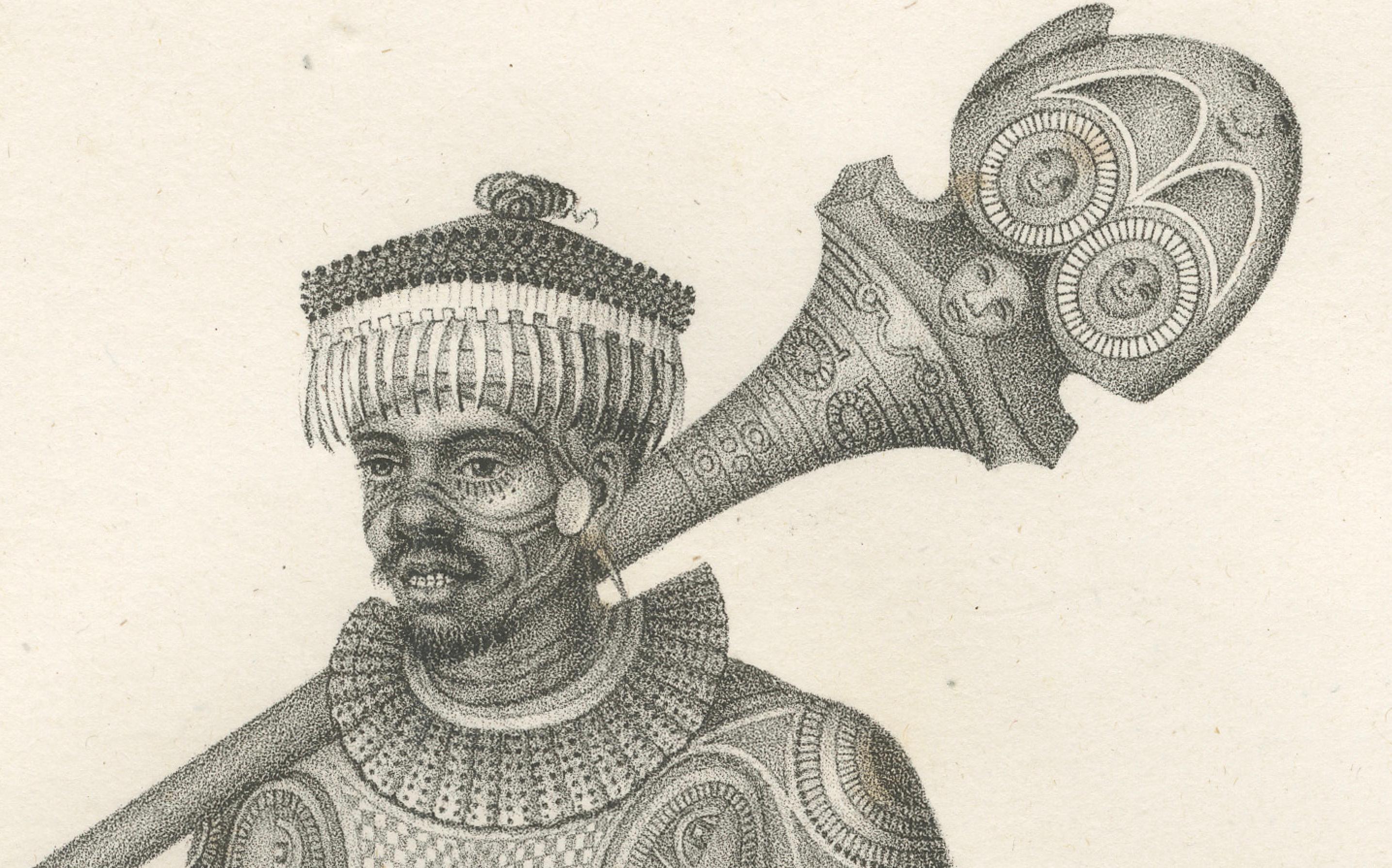 Paper Circa 1830 Schinz Prints: Tattooed Men of Nuku Hiva, Marquesas Islands For Sale