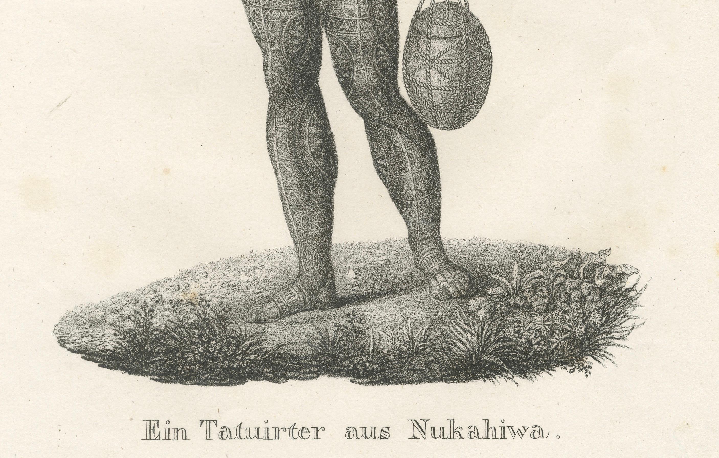 Circa 1830 Schinz Prints: Tattooed Men of Nuku Hiva, Marquesas Islands For Sale 1