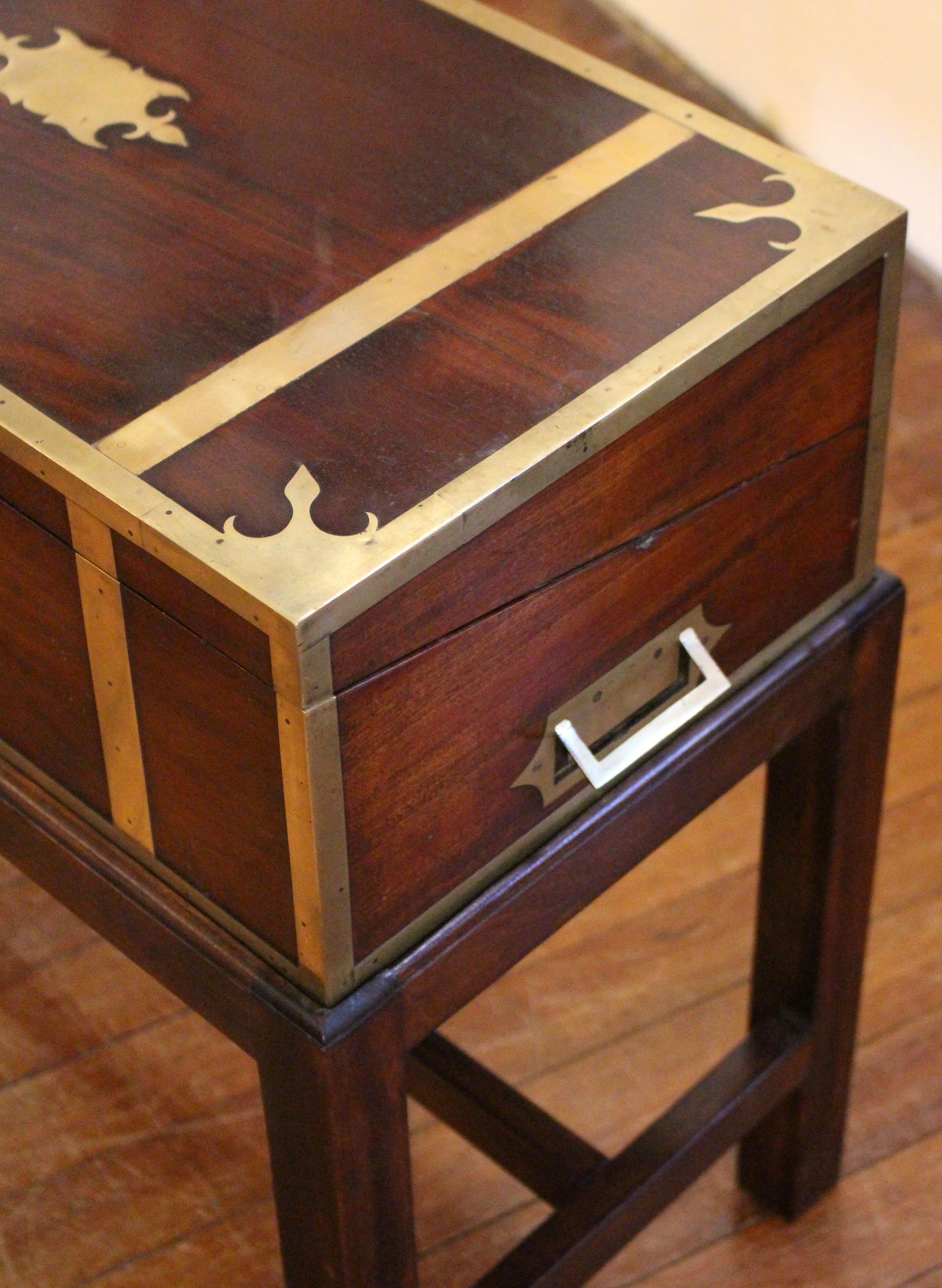 Circa 1830, Walnut Brass Bound Lap Desk with Custom Stand 2