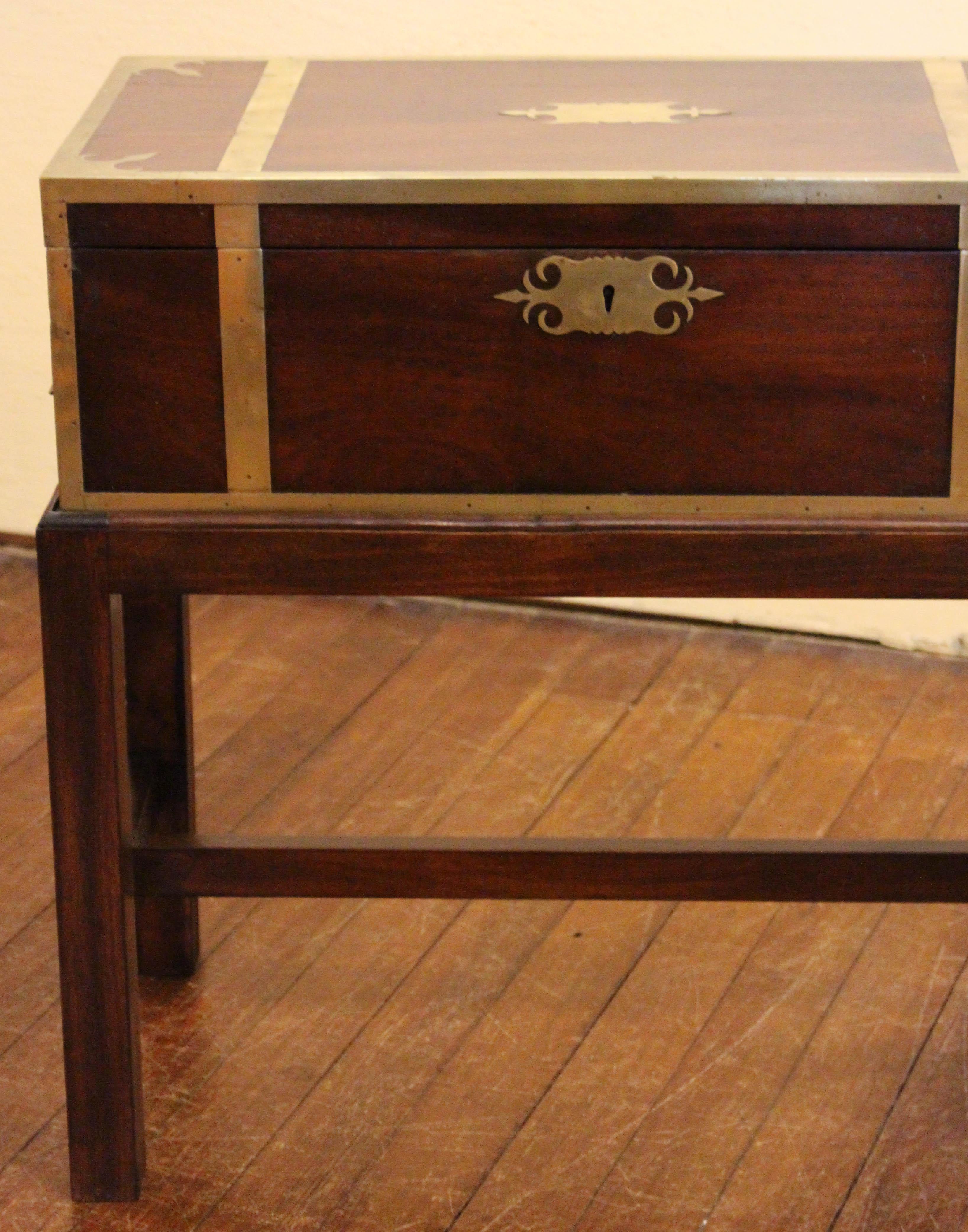 Circa 1830, Walnut Brass Bound Lap Desk with Custom Stand 3