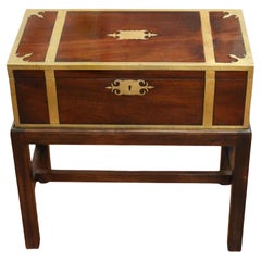 Circa 1830, Walnut Brass Bound Lap Desk with Custom Stand