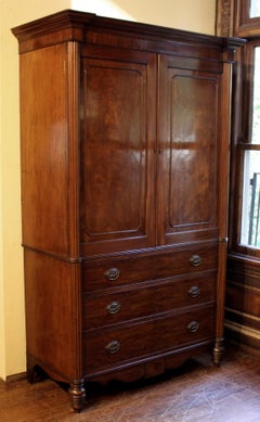 Circa 1830 William IV English Mahogany Linen Press