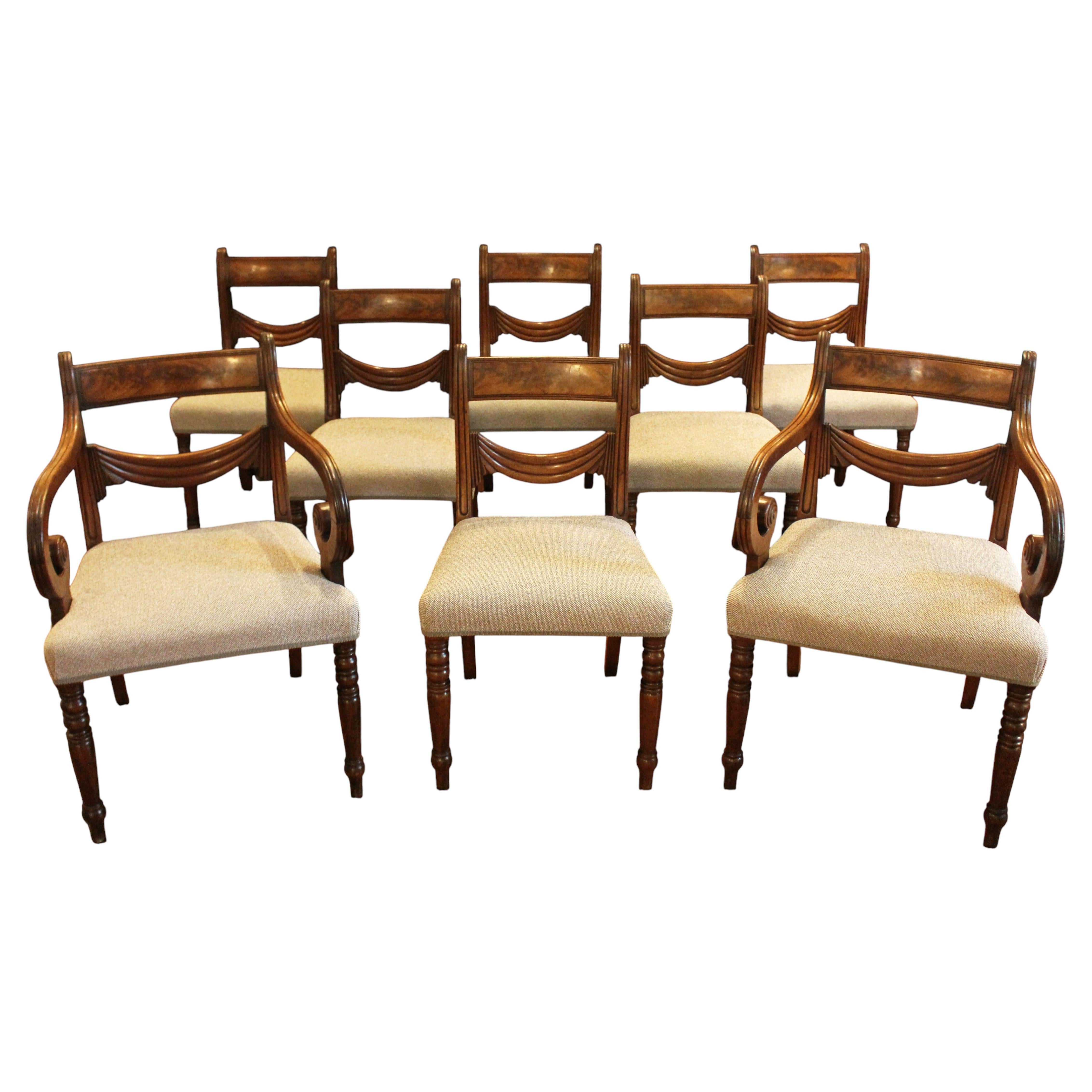 Circa 1830 William IV Set of 8 Dining Chairs