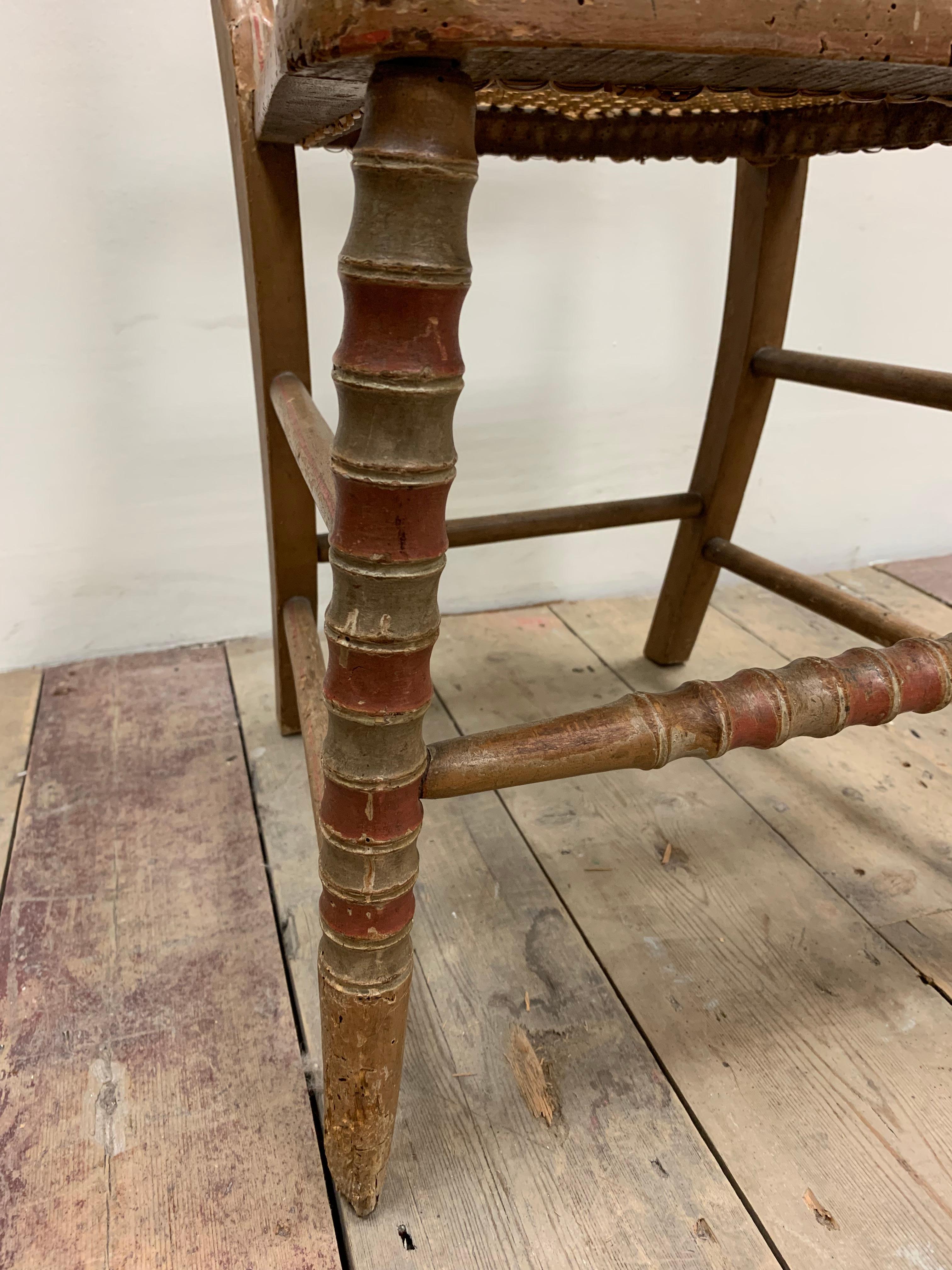 Circa 1830s 19th Century Small English Moorish Side Chair with a Caned Seat  For Sale 2
