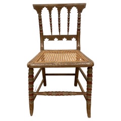 Circa 1830s 19th Century Small English Moorish Side Chair with a Caned Seat 