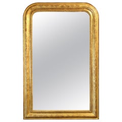Circa 1830-40s French Louis Philippe Period Gilt Wood Mirror (Miroir en bois doré)