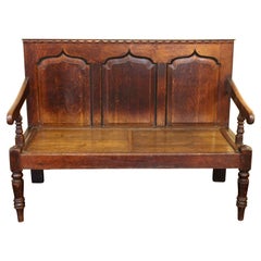circa 1830s English Gothic Influence Settle Bench