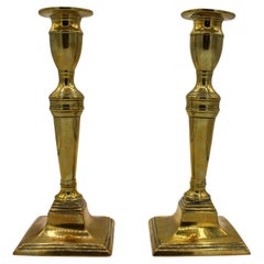 Circa 1830s English Pair of Cast Brass Candlesticks