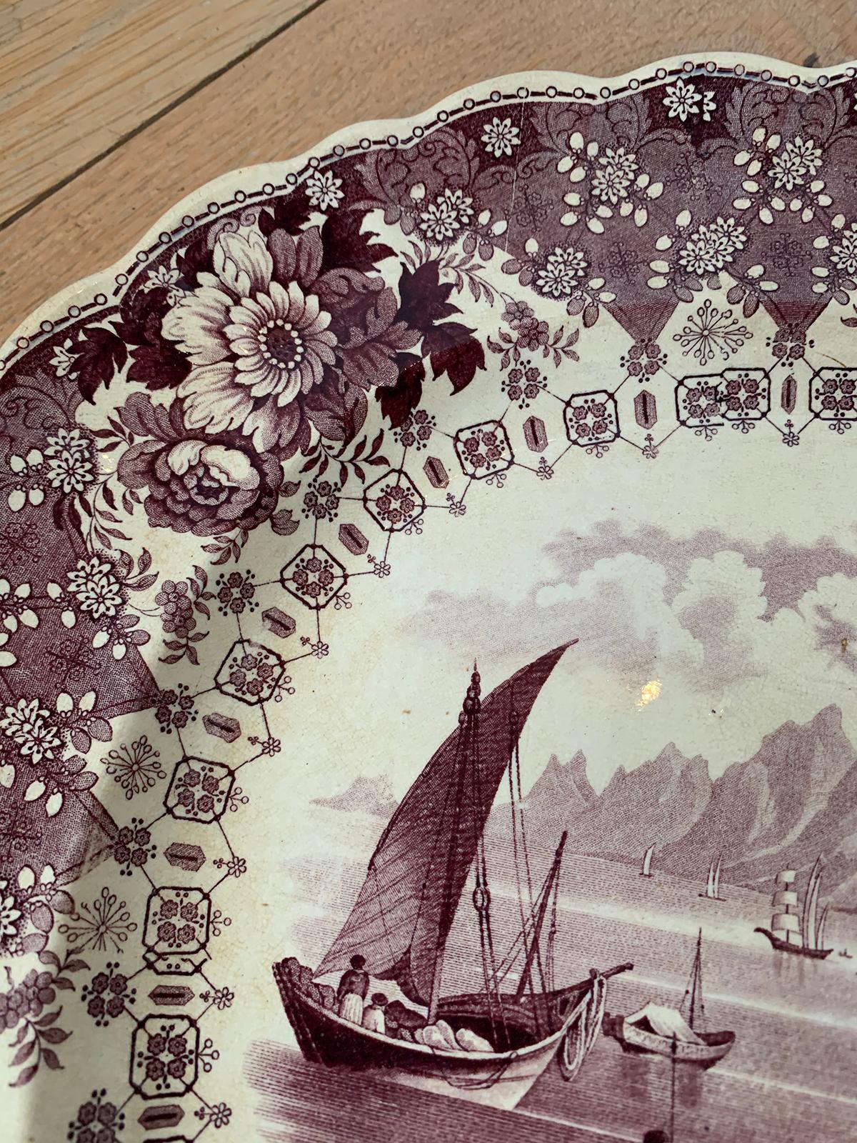English Staffordshire Transferware Charger by Thomas Mayer Longport, circa 1830s For Sale 4