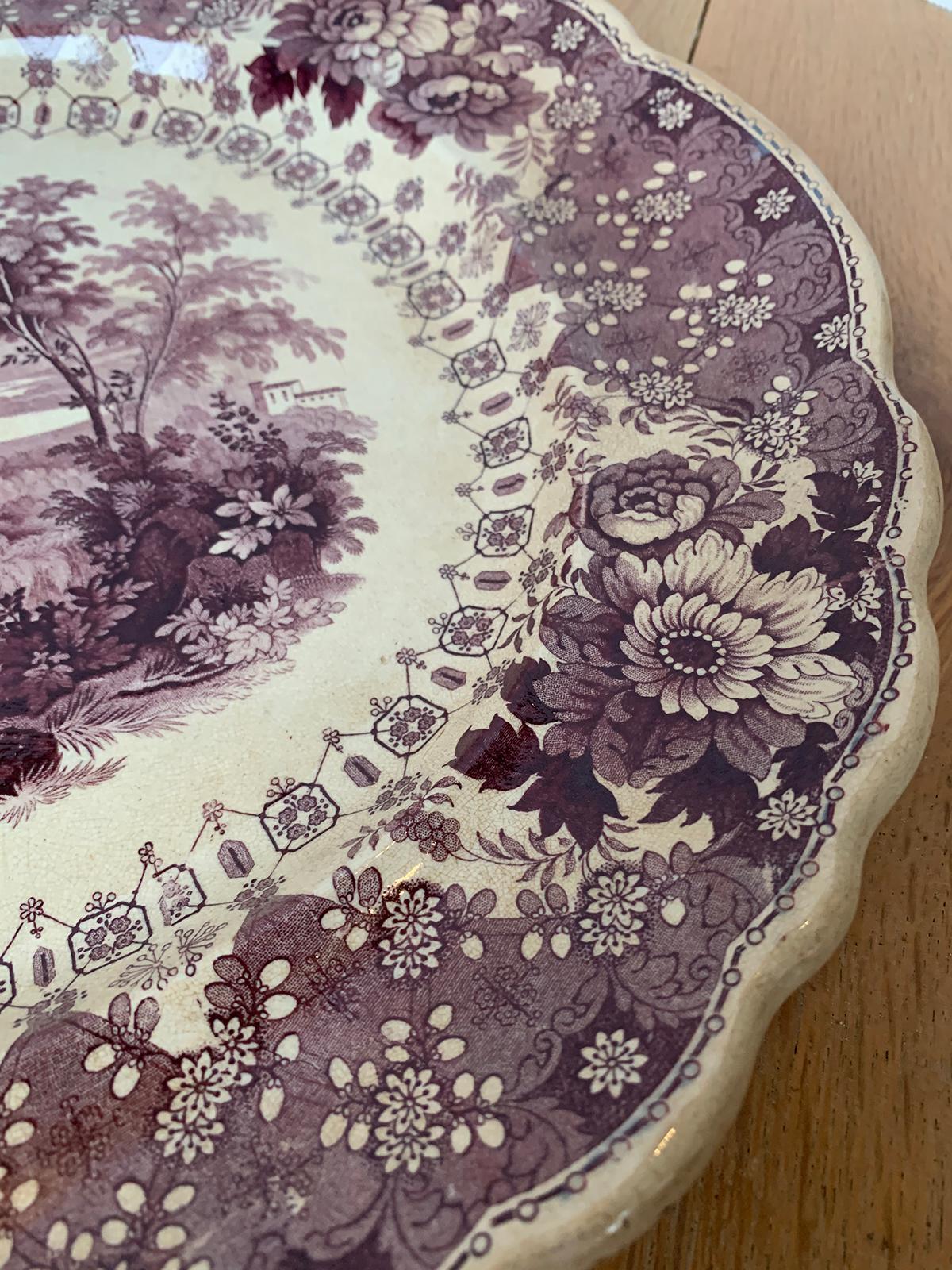 English Staffordshire Transferware Charger by Thomas Mayer Longport, circa 1830s For Sale 6