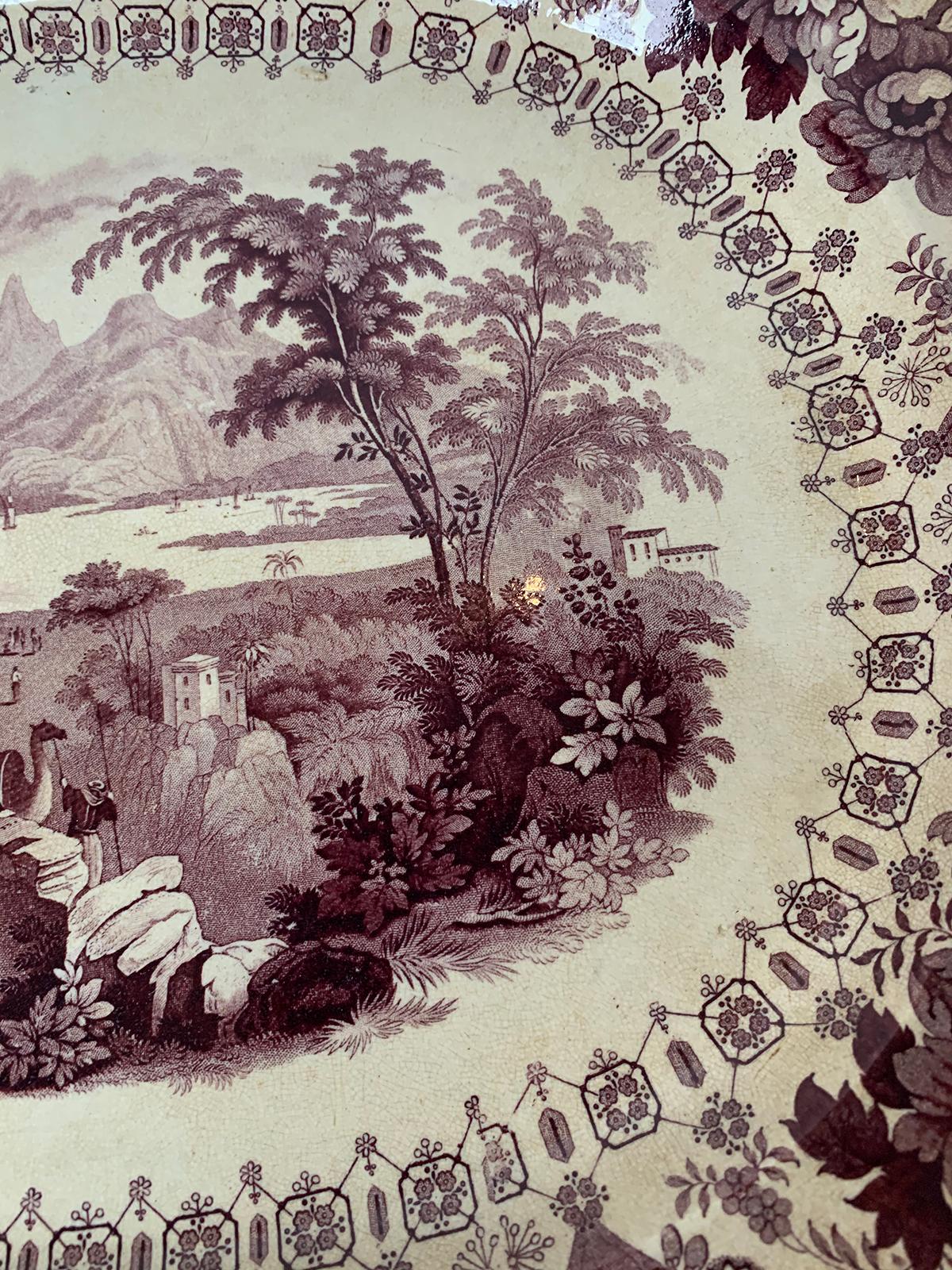 English Staffordshire Transferware Charger by Thomas Mayer Longport, circa 1830s For Sale 2