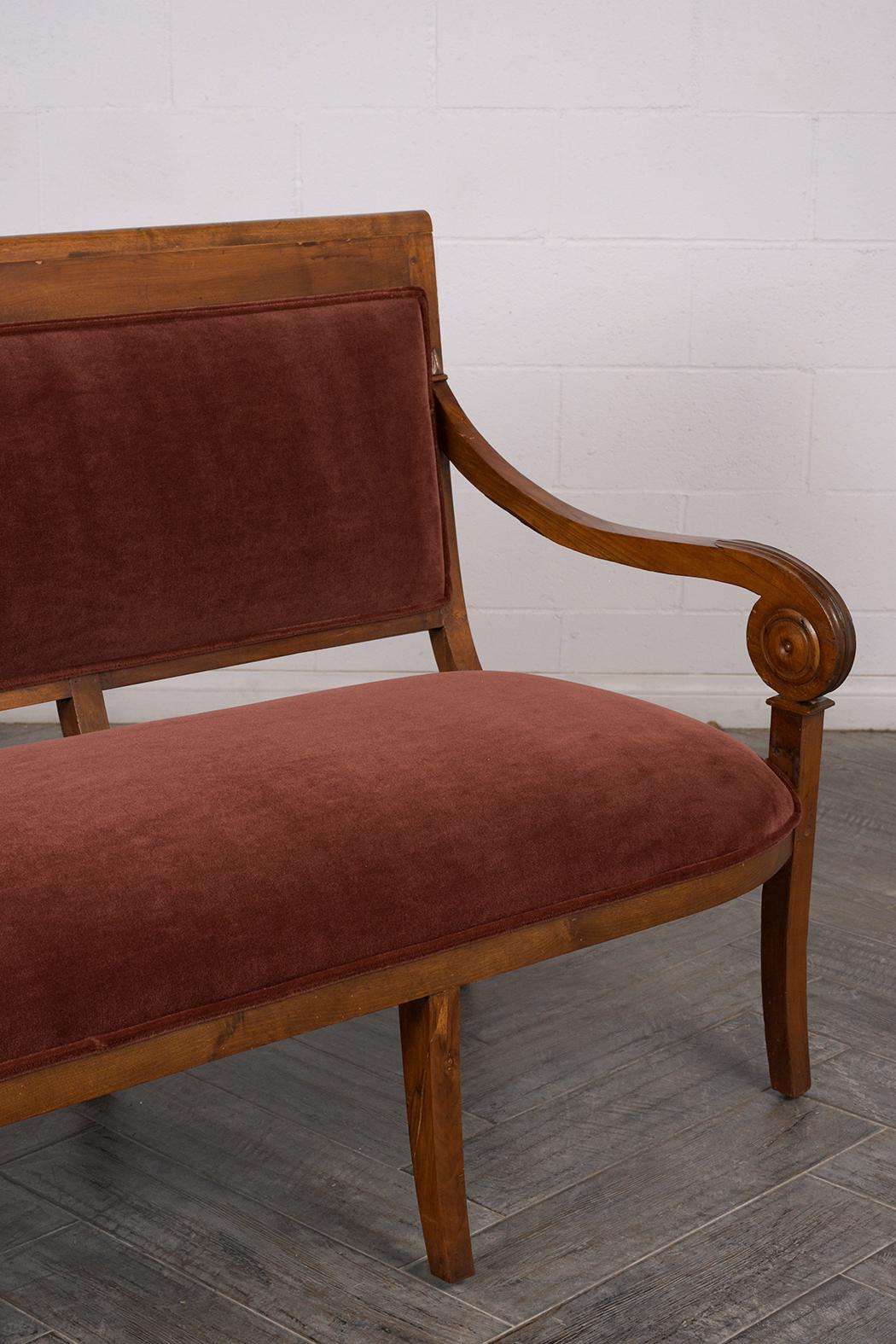 Mid-19th Century Circa 1830's French Empire Walnut Sofa Bench