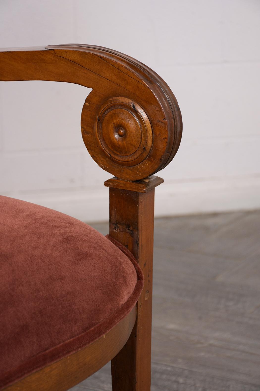 Fabric Circa 1830's French Empire Walnut Sofa Bench