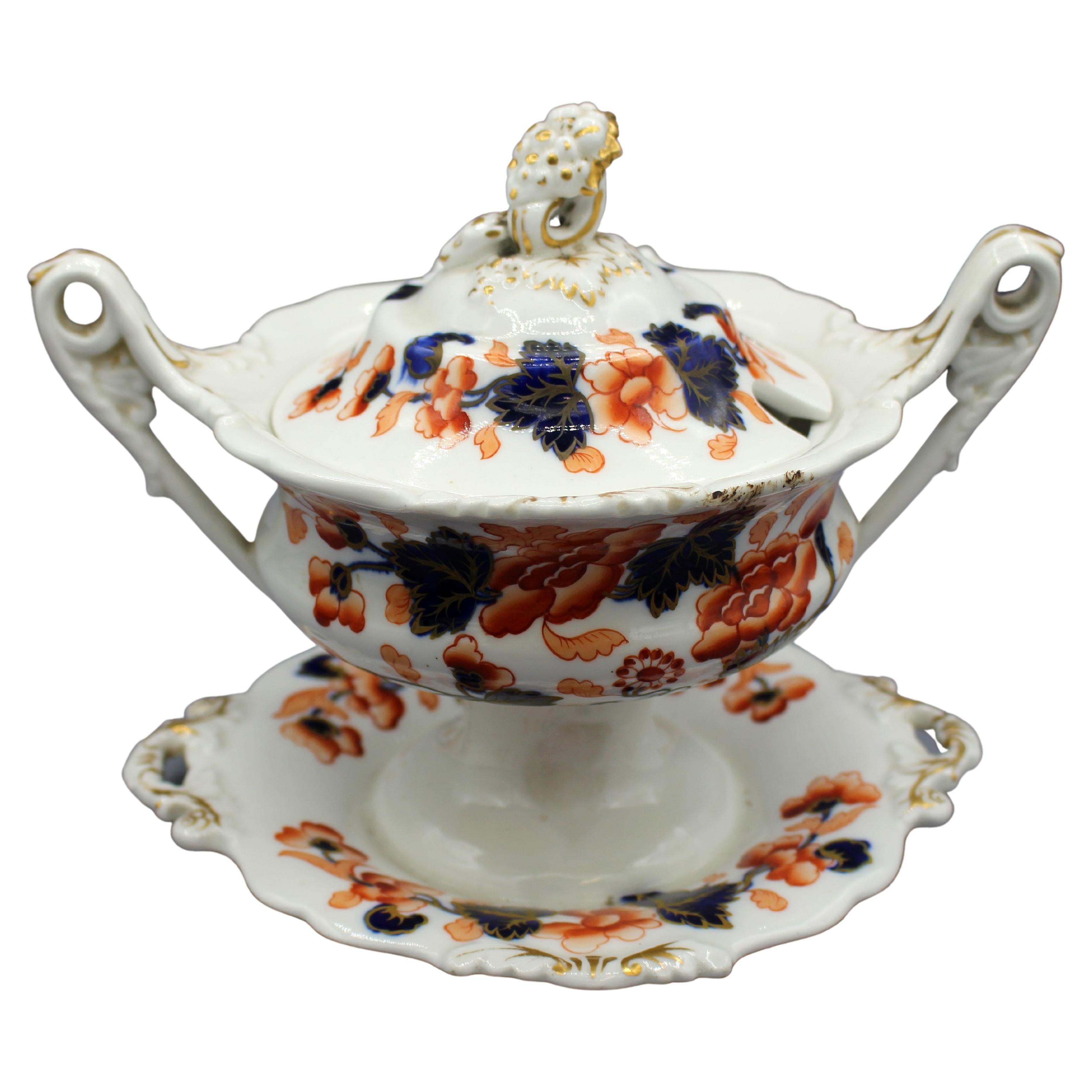 Circa 1830s Ironstone Sauce Tureen For Sale