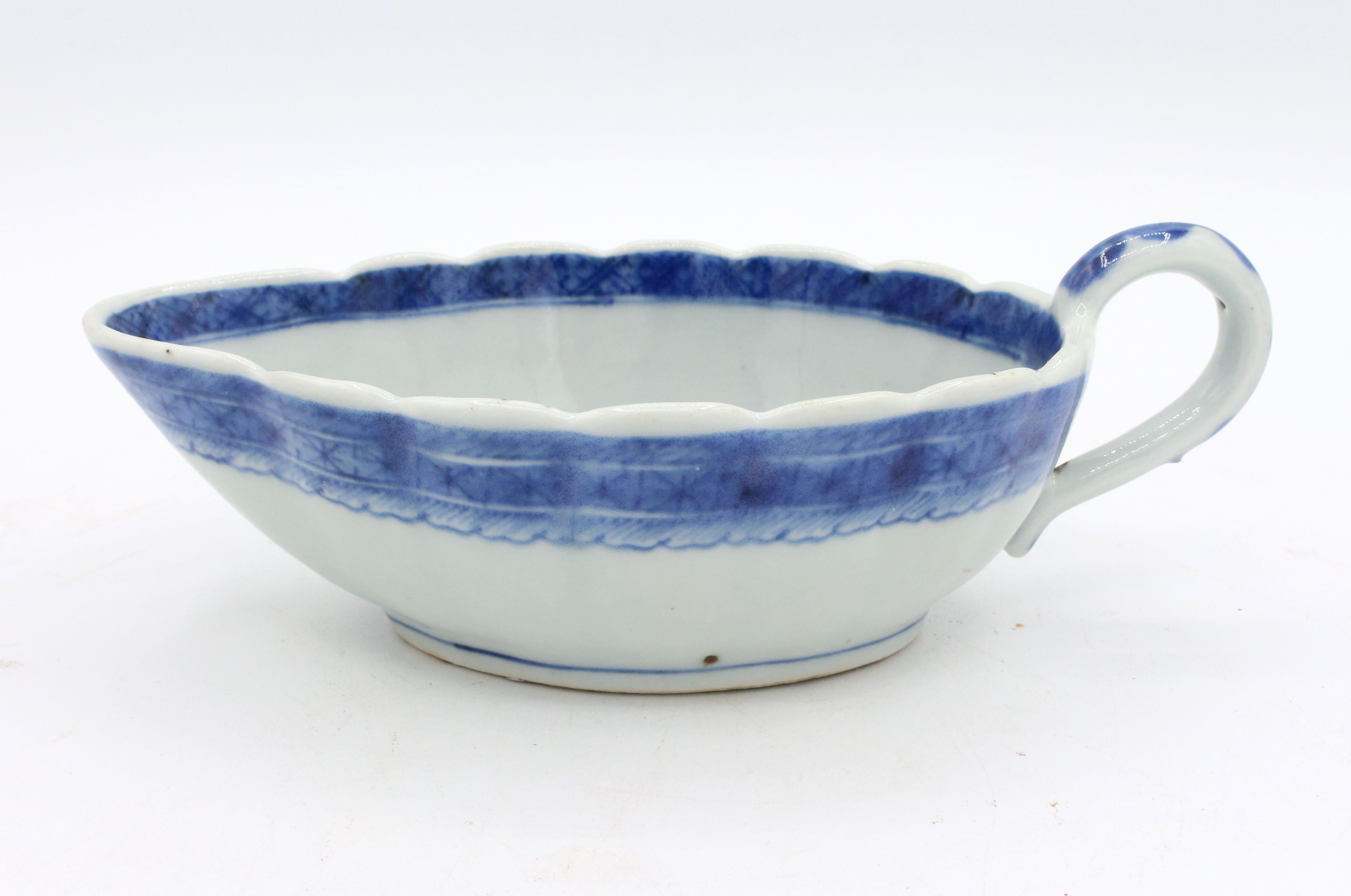 Ceramic Circa 1830s Pair of Chinese Blue Canton Sauce Boats For Sale