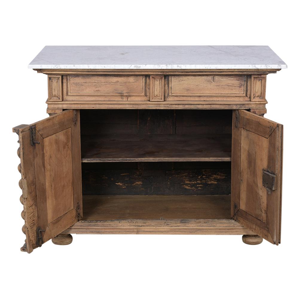 Hand-Crafted Renaissance Style Wood Bleached Buffet, circa 1830s