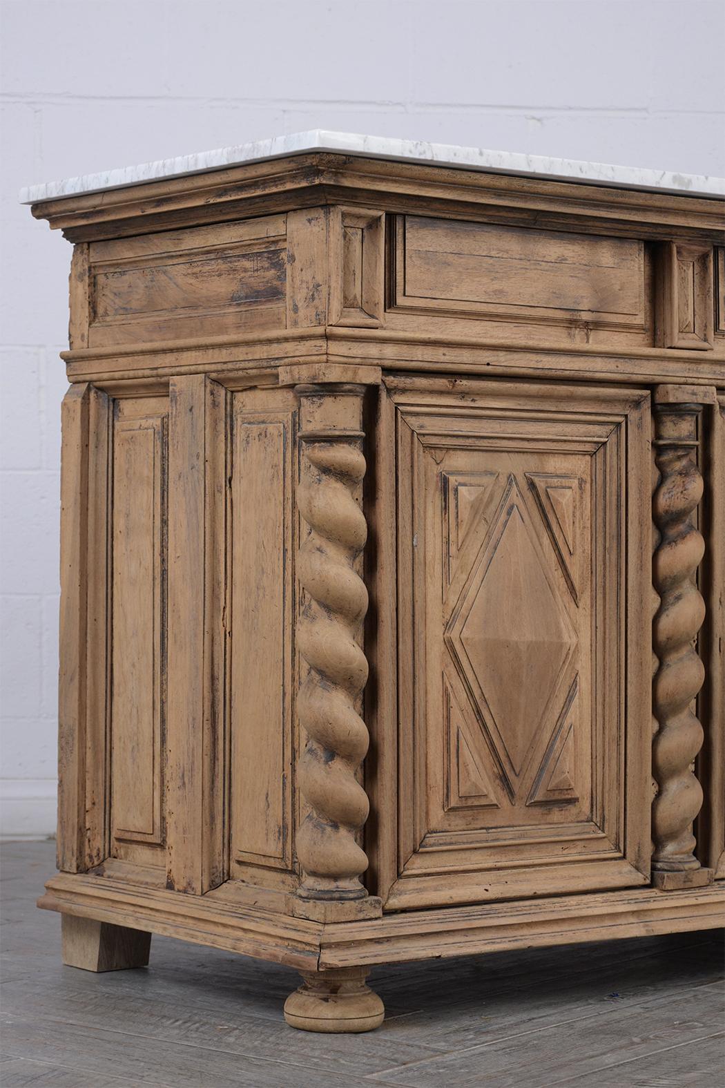 Renaissance Style Wood Bleached Buffet, circa 1830s 1