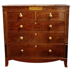 Circa 1830s William IV Period Inlaid English Straight Front Chest of Drawers