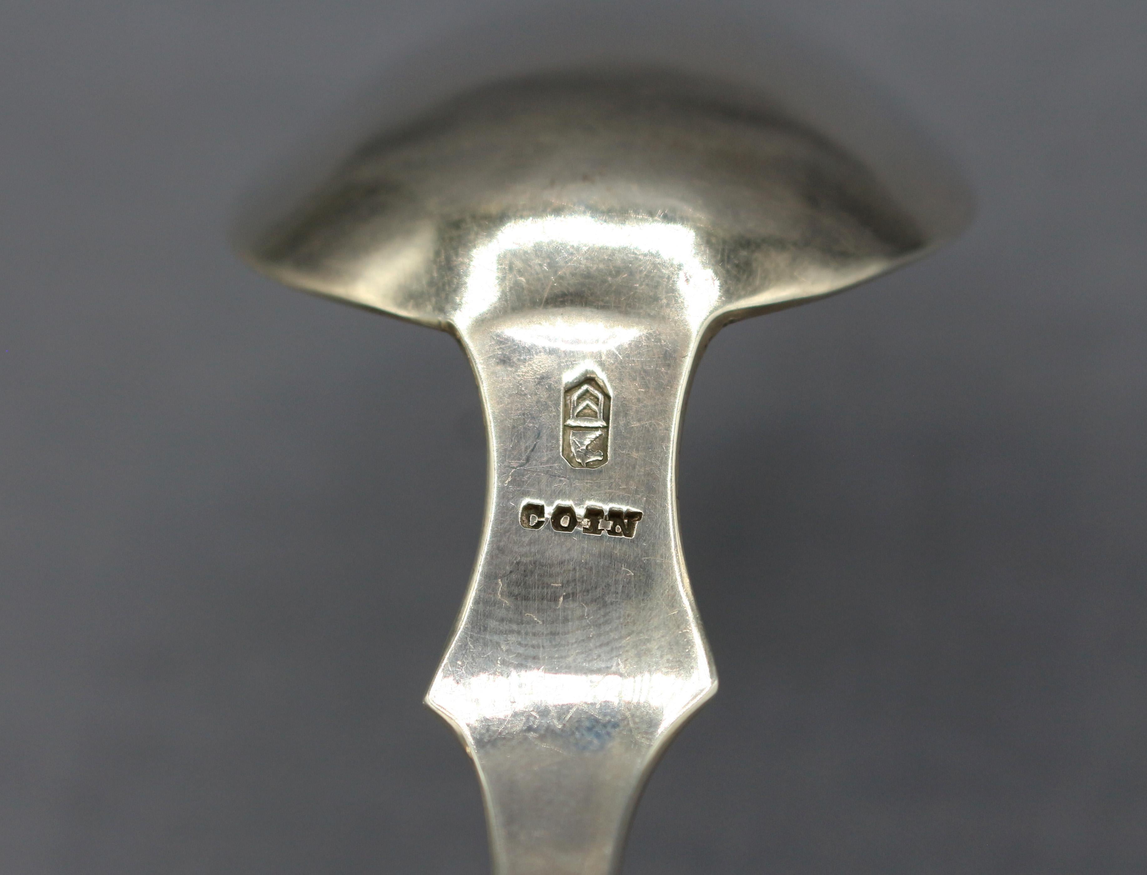 19th Century Circa 1835-50 Set of 6 American Large Coin Silver Serving Spoons by James Watts
