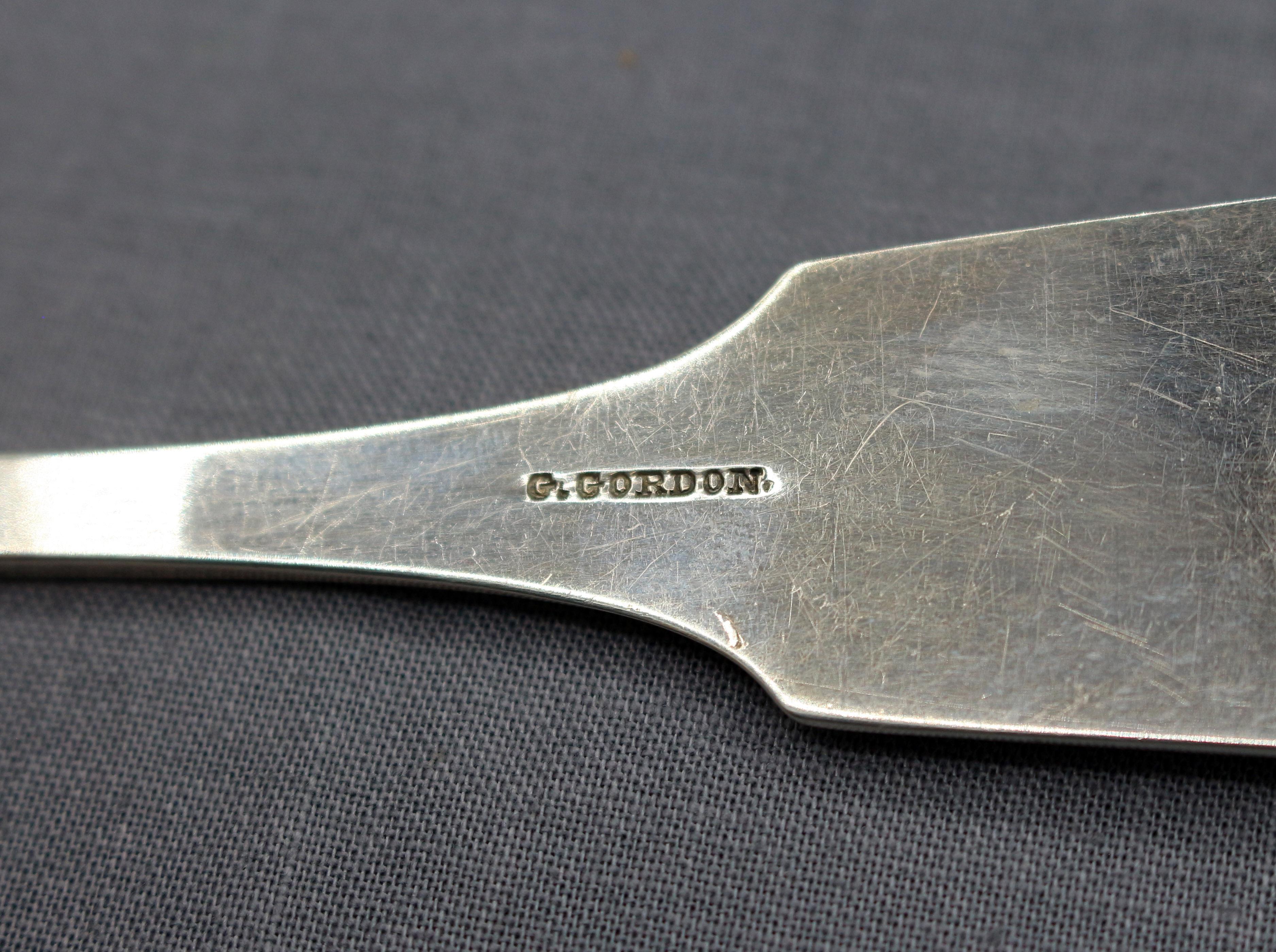 Silver Plate Circa 1835-50 Set of 6 American Large Coin Silver Serving Spoons by James Watts