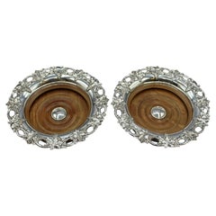Circa 1835 Pair of English Old Sheffield Plate Wine Coasters