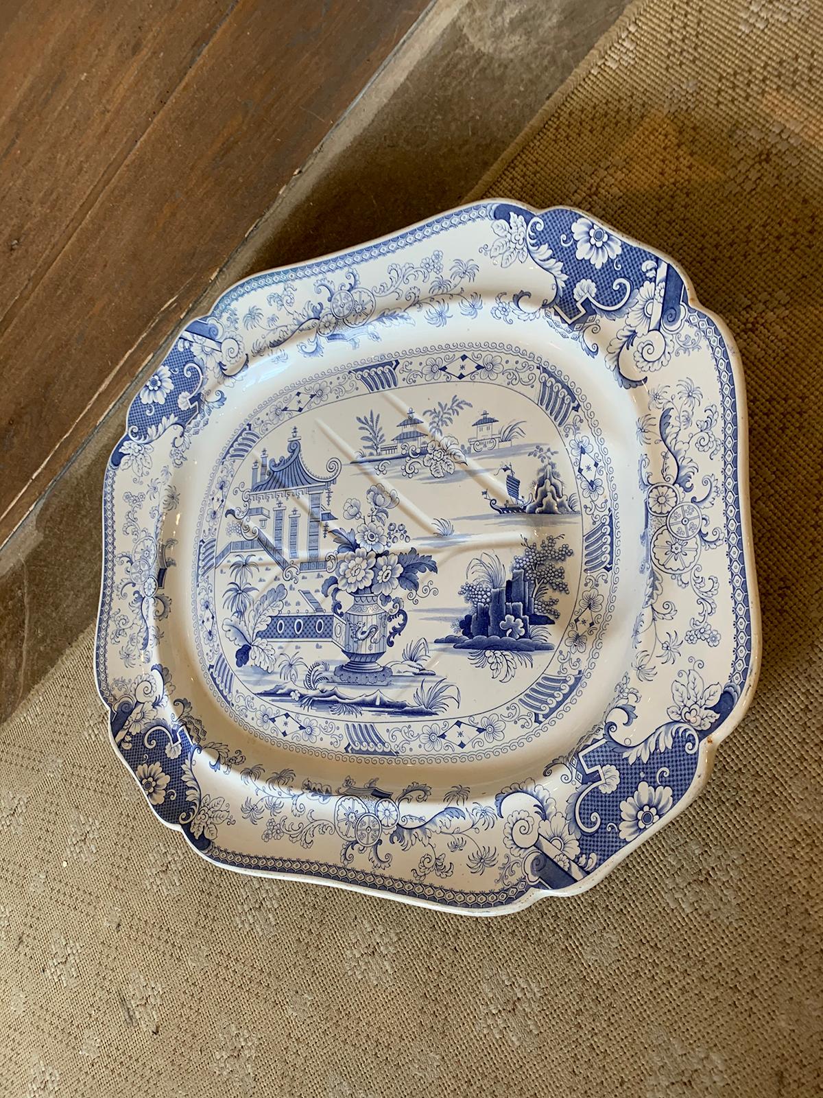 19th Century Staffordshire Charger in Penang Pattern by John Ridgway & Co, Marked, circa 1835