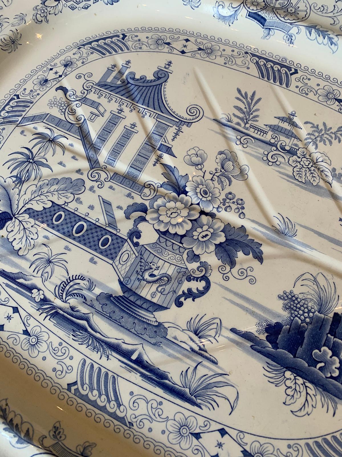 Ceramic Staffordshire Charger in Penang Pattern by John Ridgway & Co, Marked, circa 1835