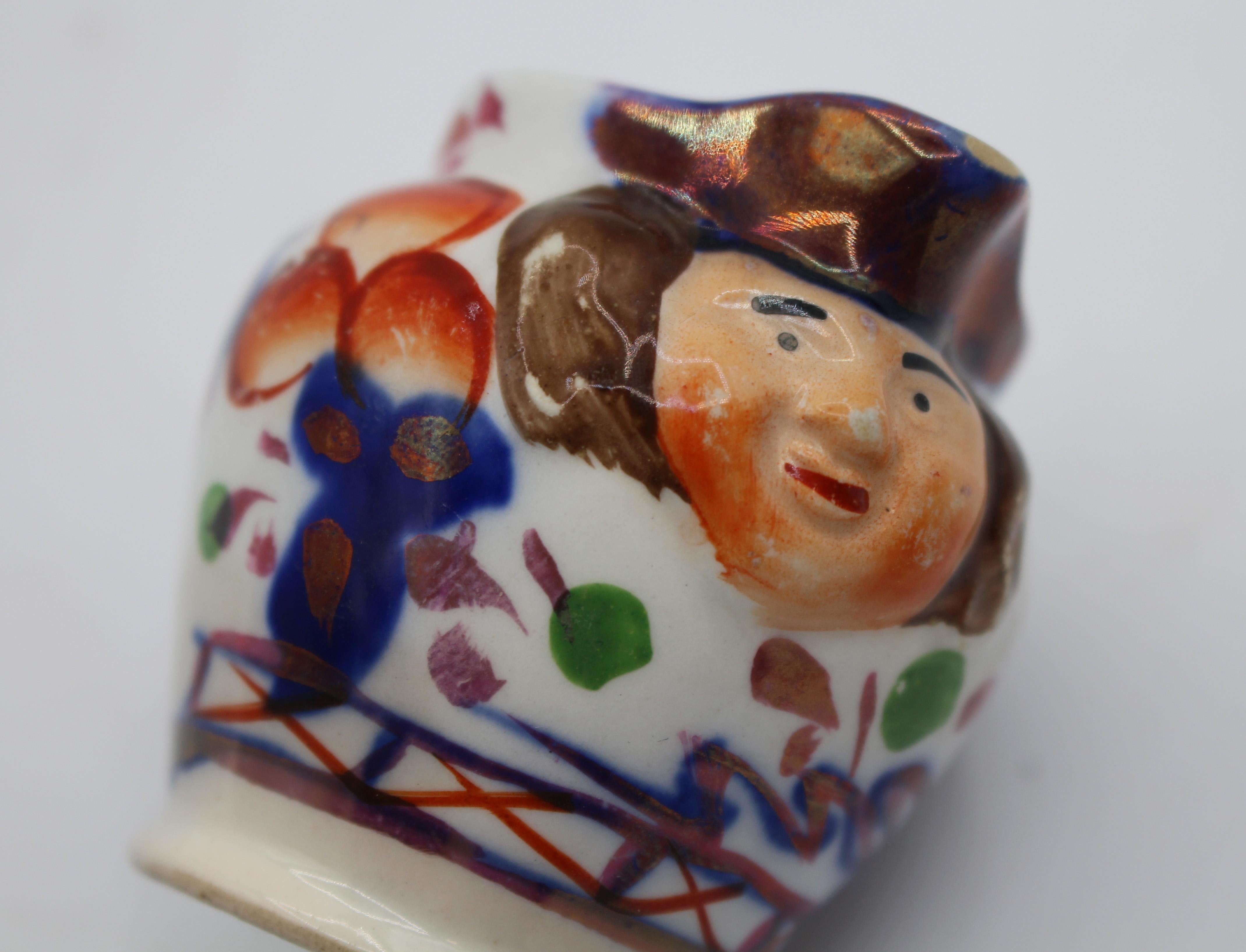 Gaudy Welsh Face Spout Miniatur-Krug, um 1840-60 im Zustand „Gut“ im Angebot in Chapel Hill, NC