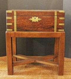 Circa 1840 English Lap Desk Writing Box on Custom Side Table Stand