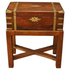 Circa 1840 English Lap Desk Writing Box on Custom Side Table Stand