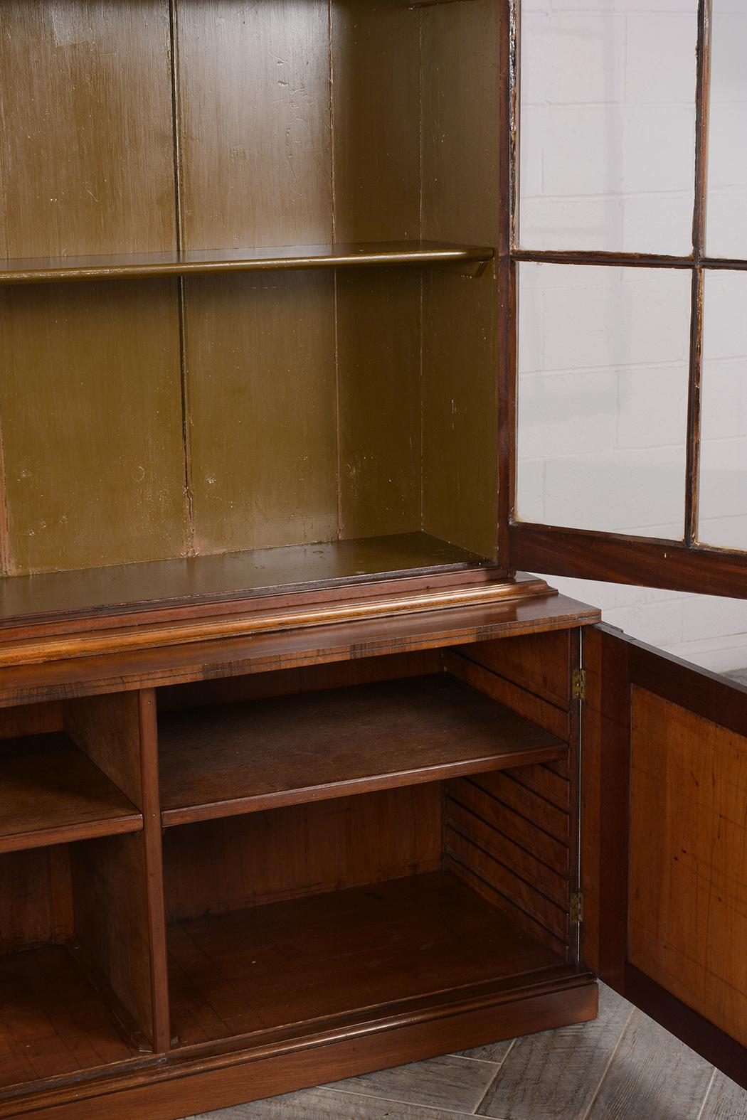 Glass English Regency Style Mahogany Finish Two Doors Bookcase, circa 1840