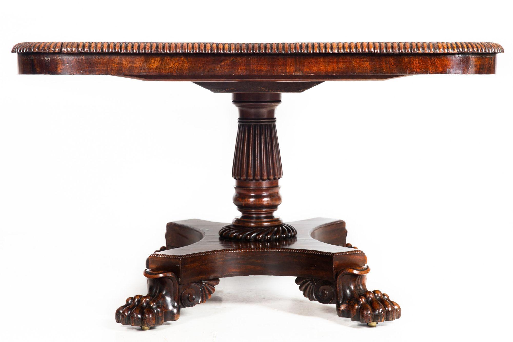 19th Century Circa 1840 English William IV Flame Mahogany Tilting Breakfast Table For Sale