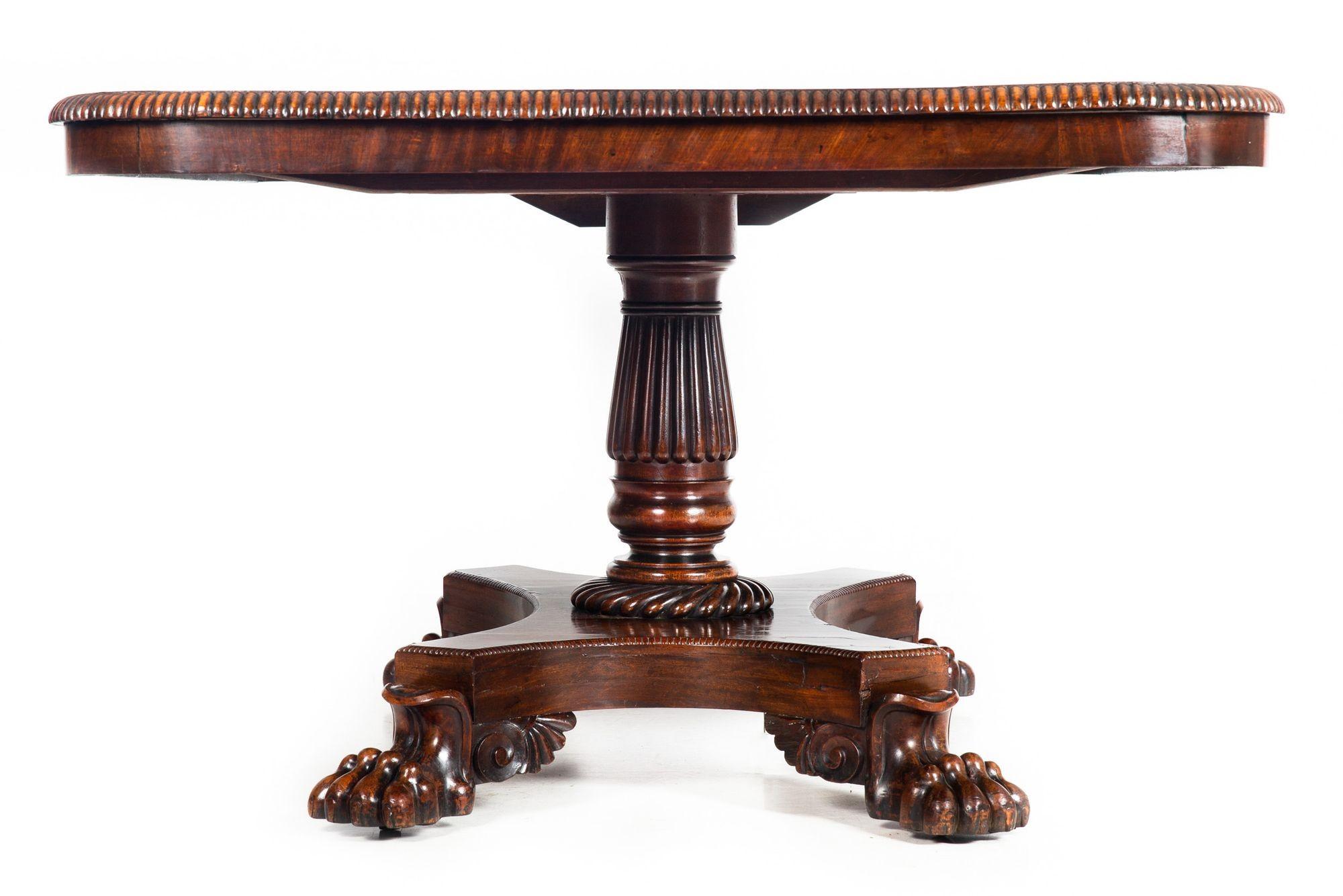 Circa 1840 English William IV Flame Mahogany Tilting Breakfast Table For Sale 1