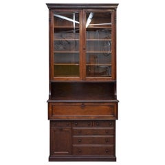 Antique Lambs of Manchester Library Bookcase Secretaire Desk with Ice Bucket circa 1840 