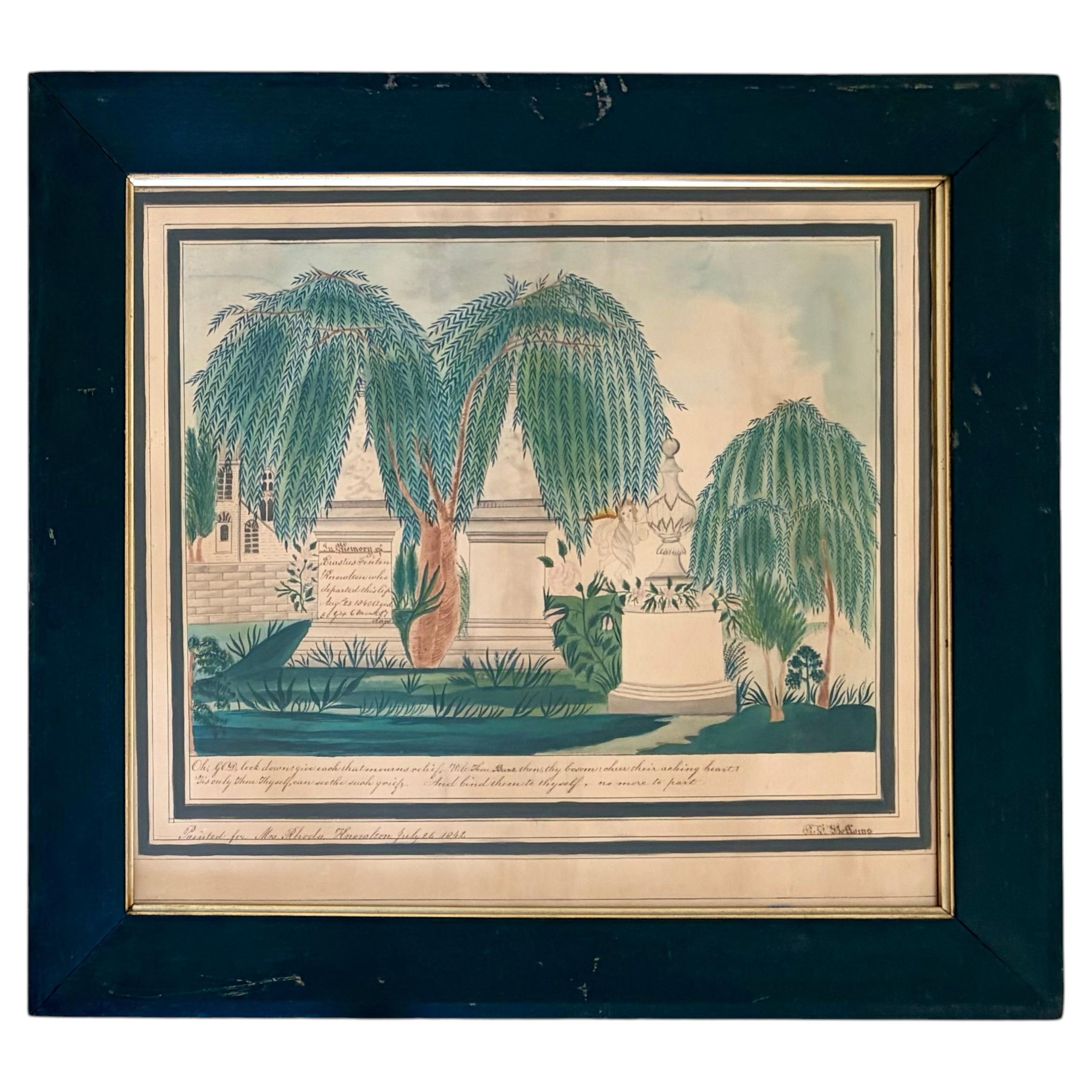 Circa 1840 Large Fenton Family Memorial Watercolor