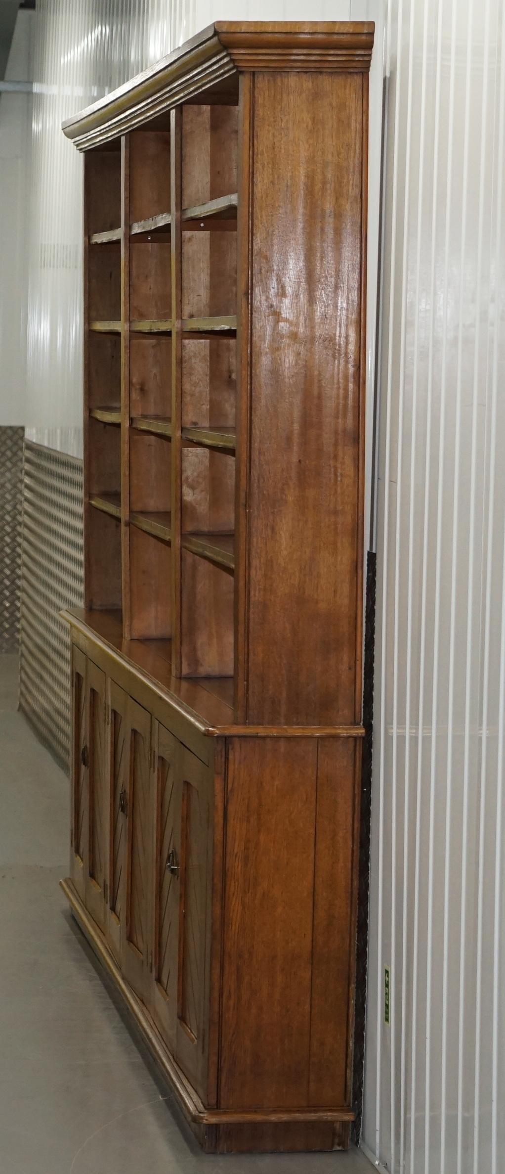 Solid English Oak Library Bookcase Gothic Pugin Style, circa 1840 8