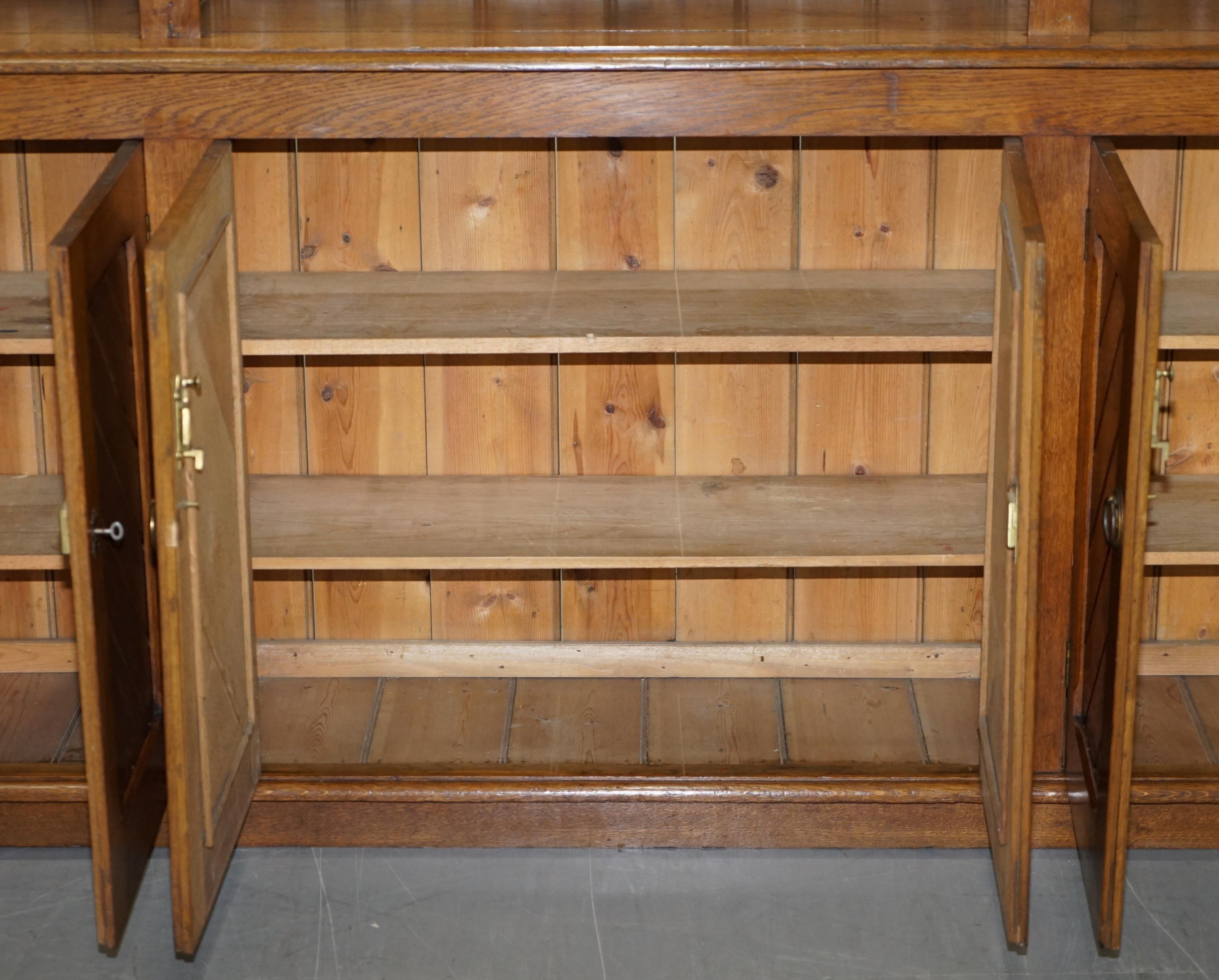 Solid English Oak Library Bookcase Gothic Pugin Style, circa 1840 11