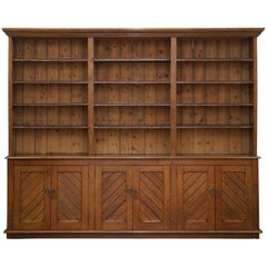 Used Solid English Oak Library Bookcase Gothic Pugin Style, circa 1840