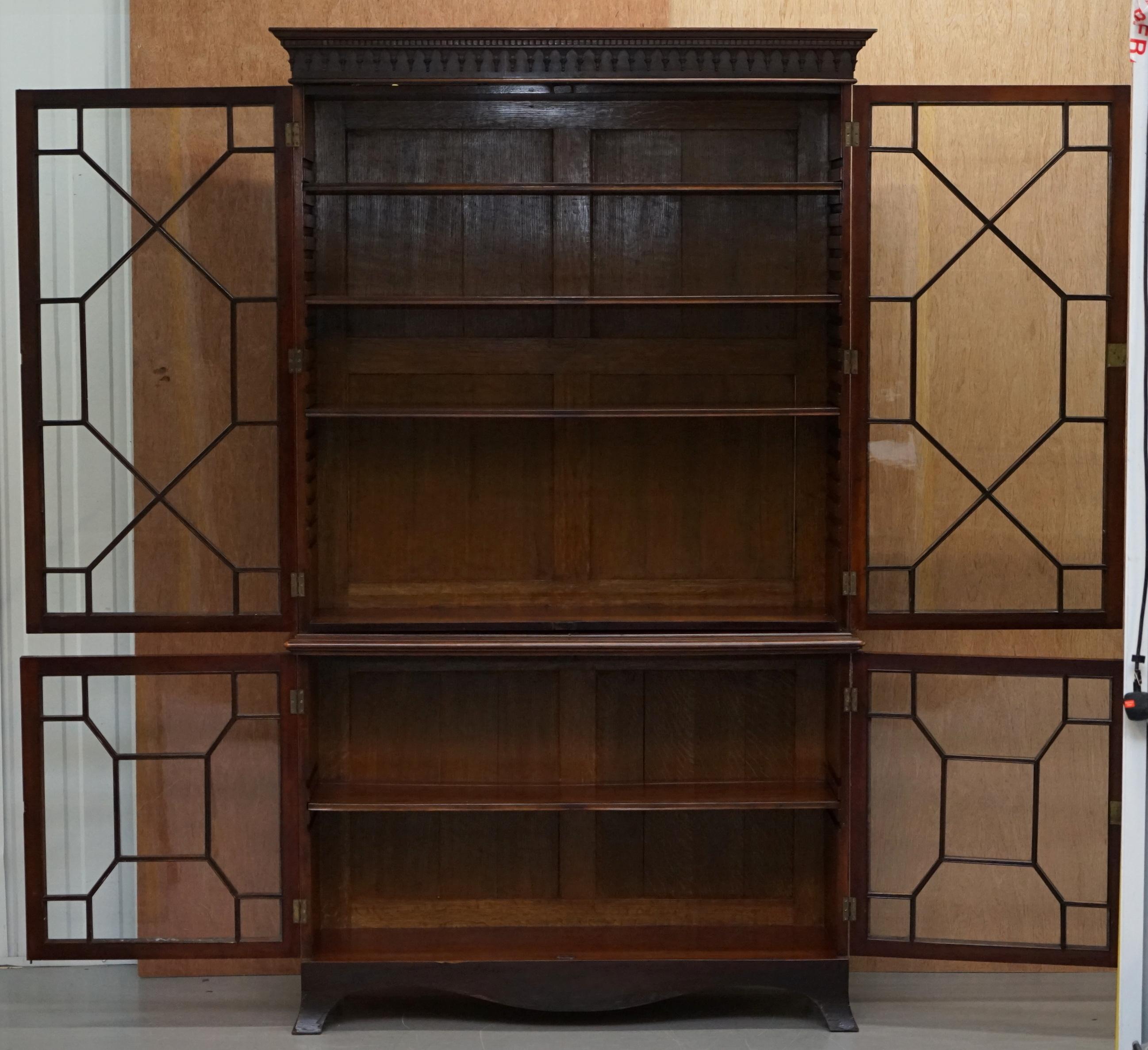 Solid Mahogany Astral Water Glazed Victorian Library Bookcase, circa 1840 7