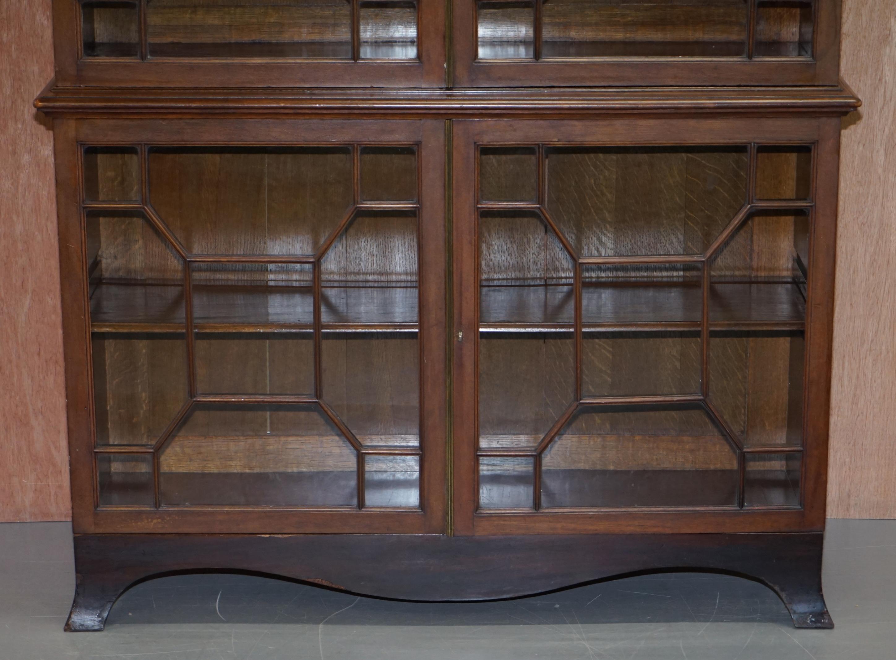 English Solid Mahogany Astral Water Glazed Victorian Library Bookcase, circa 1840