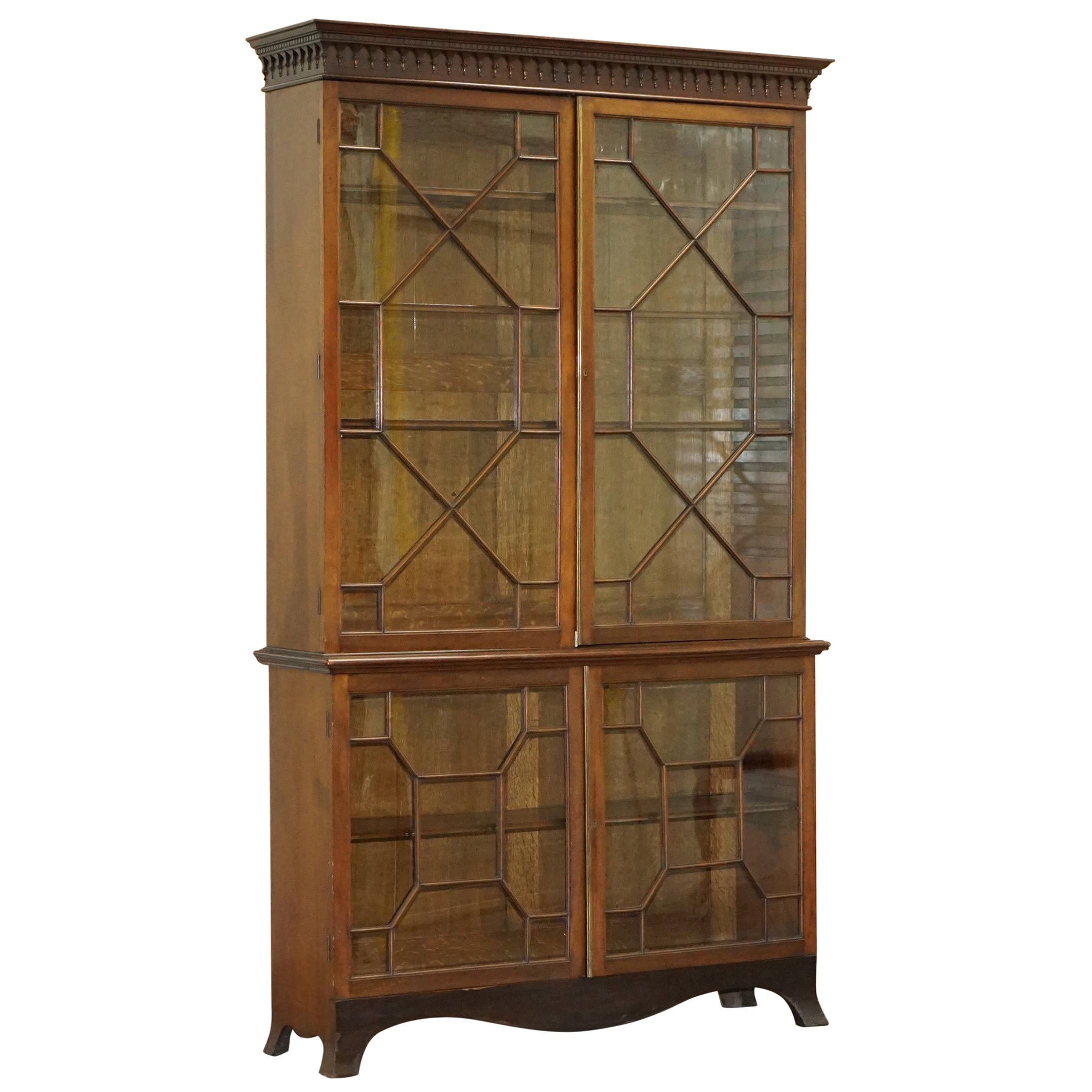 Solid Mahogany Astral Water Glazed Victorian Library Bookcase, circa 1840