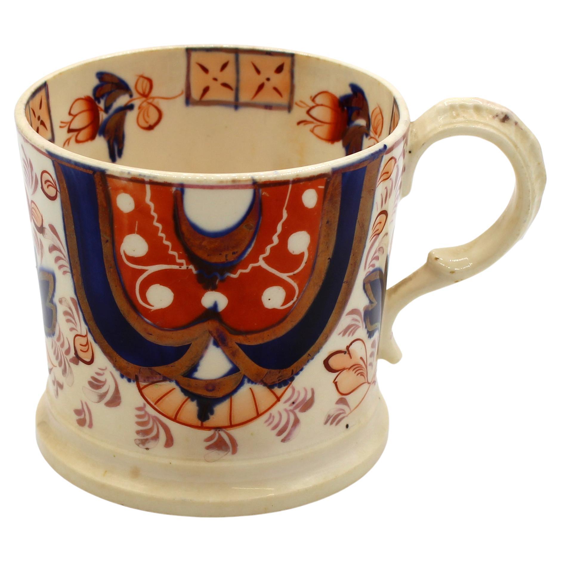 Gaudy Welsh Porzellan Tankard, ca. 1840er Jahre