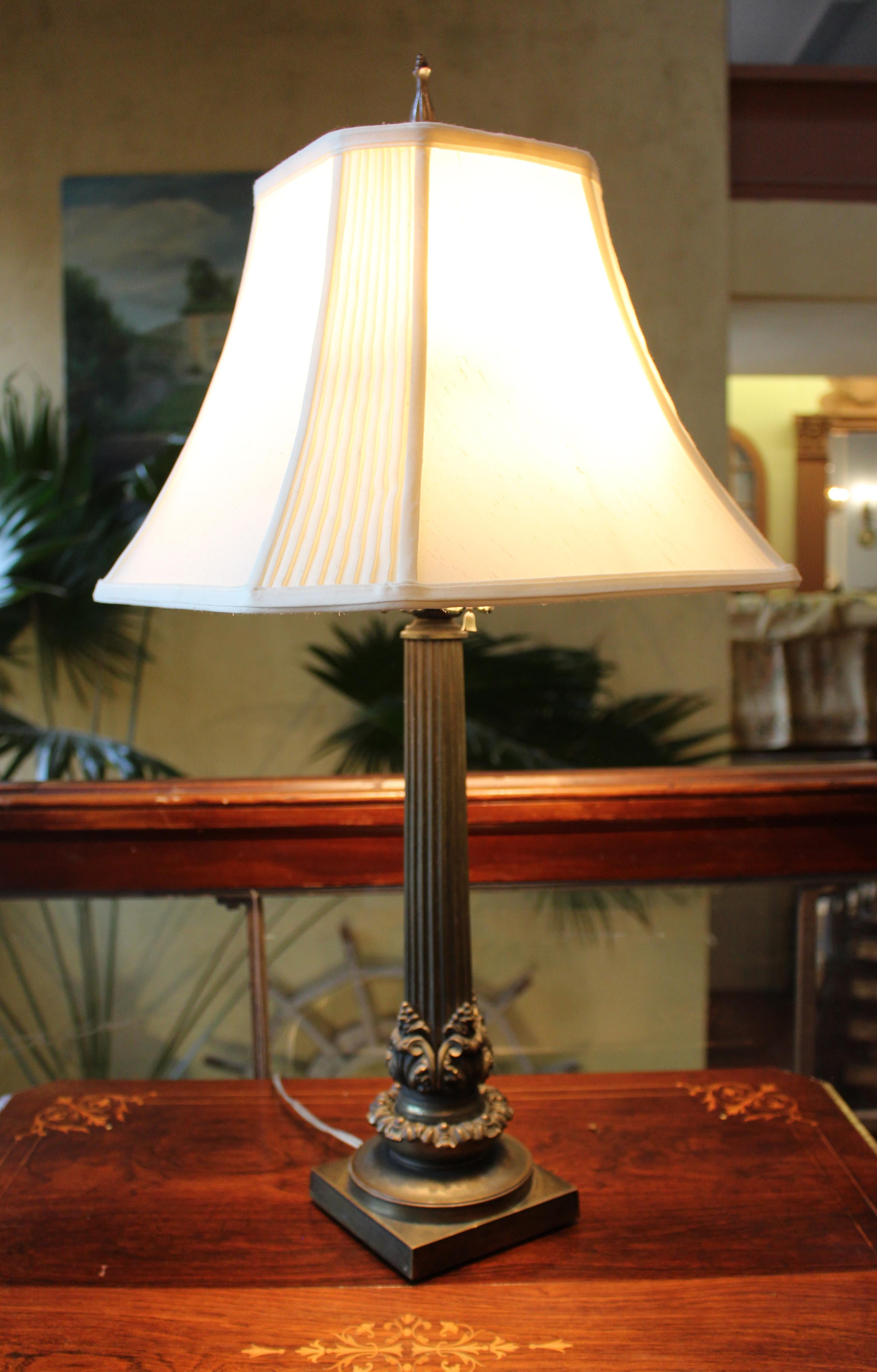 Circa 1845 English Bronze Oil Lamp Base Now Electrified In Good Condition In Chapel Hill, NC
