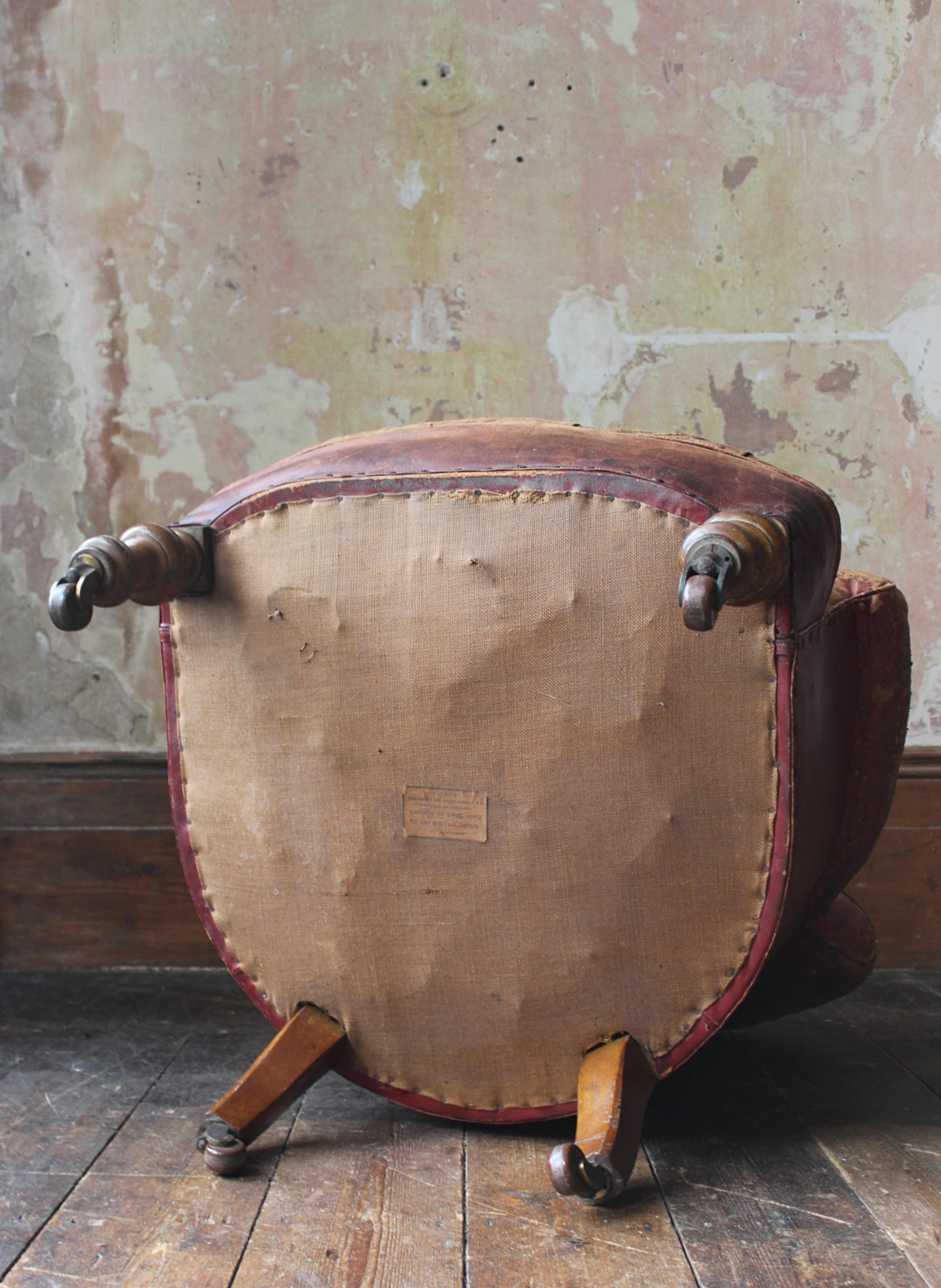 CIRCA 1845 Robert Strahan & Co Irland Dublin Roter Ledersessel, Elveden Hall im Angebot 9