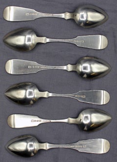 Circa 1848-1865 Set of 6 American Coin Silver Spoons by Bailey & Co.