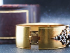 21K Gold Collingwood & Son Banded Agate and Pearl Bangle with Original Box